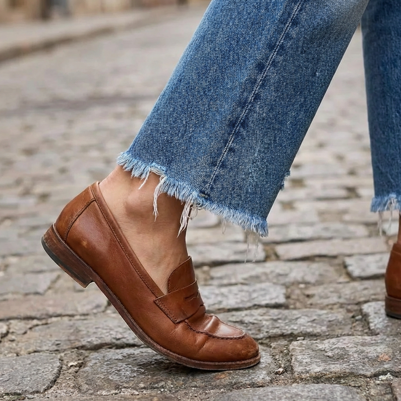 Jeans droits courts rétro pour femme