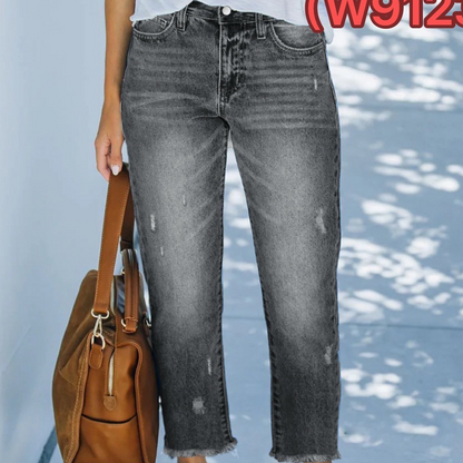 Jeans droits courts rétro pour femme