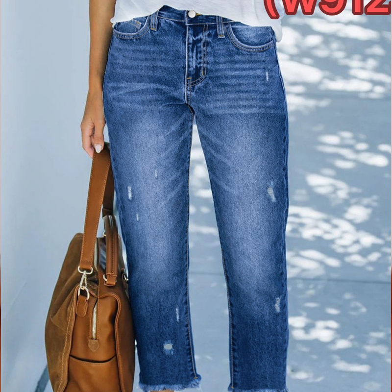 Jeans droits courts rétro pour femme
