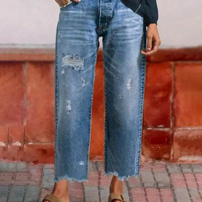 Jeans droits courts rétro pour femme