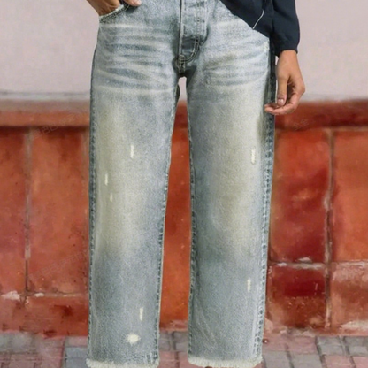 Jeans droits courts rétro pour femme